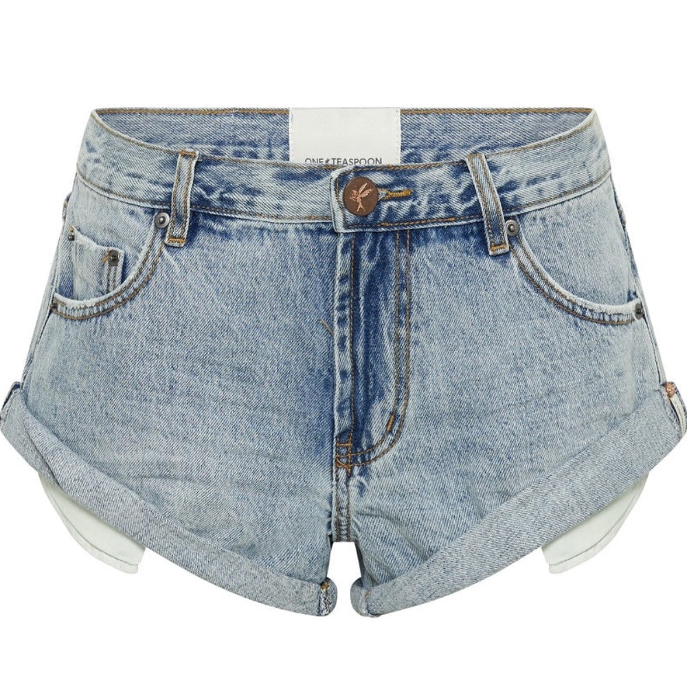 One Teaspoon - Bandits Low Waist Denim Shorts- Ocean Blue - Size 26